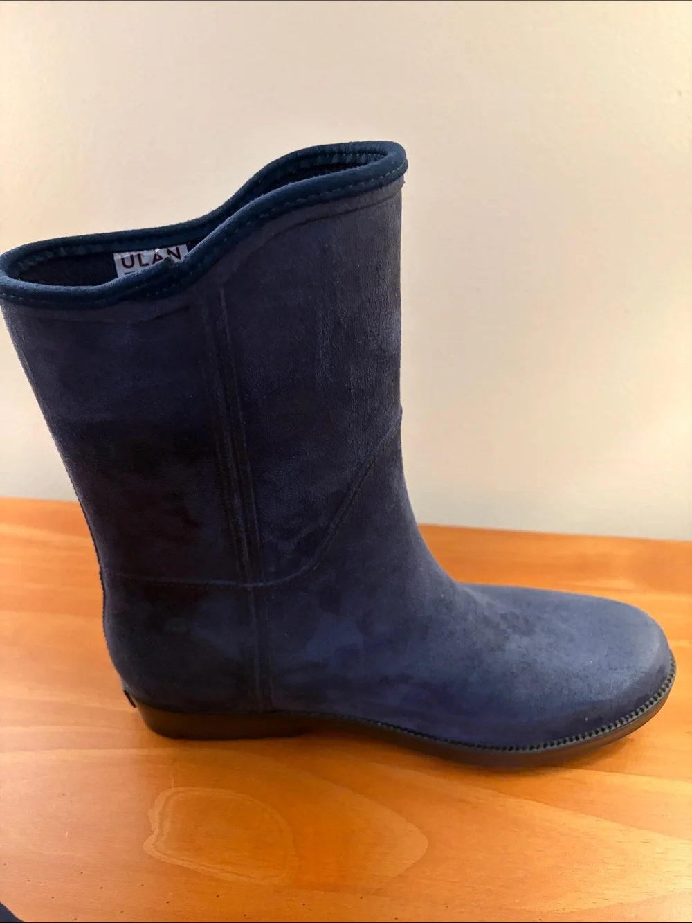 Ulan Rainy Steps Loralee Blue Women’s Faux Suede Mid-Calf Rain Boots Size 10